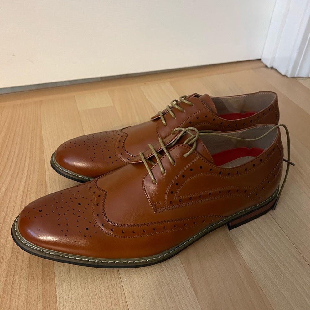 NWT Bruno Marc Brown Leather Oxford Wingtip Dress Shoes sz 10.5